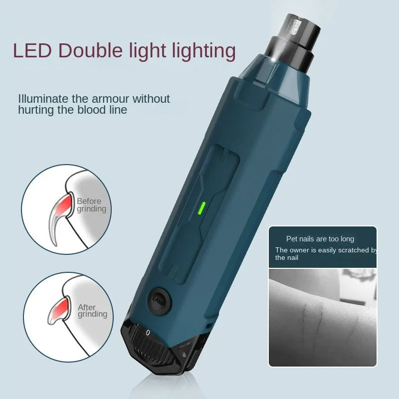 Rechargeable LED Dog Nail Grinder Electric Pet Nail Clipper Grooming Cats Dogs