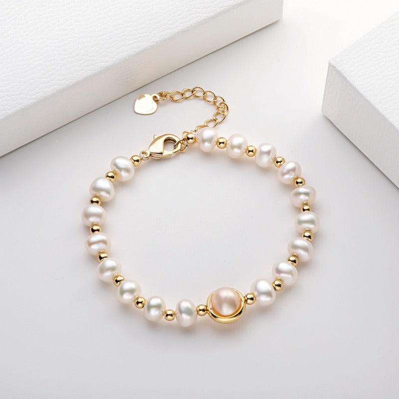 Elegant 14K Gold Plated Freshwater Pearl Bracelet Jewellery Premium