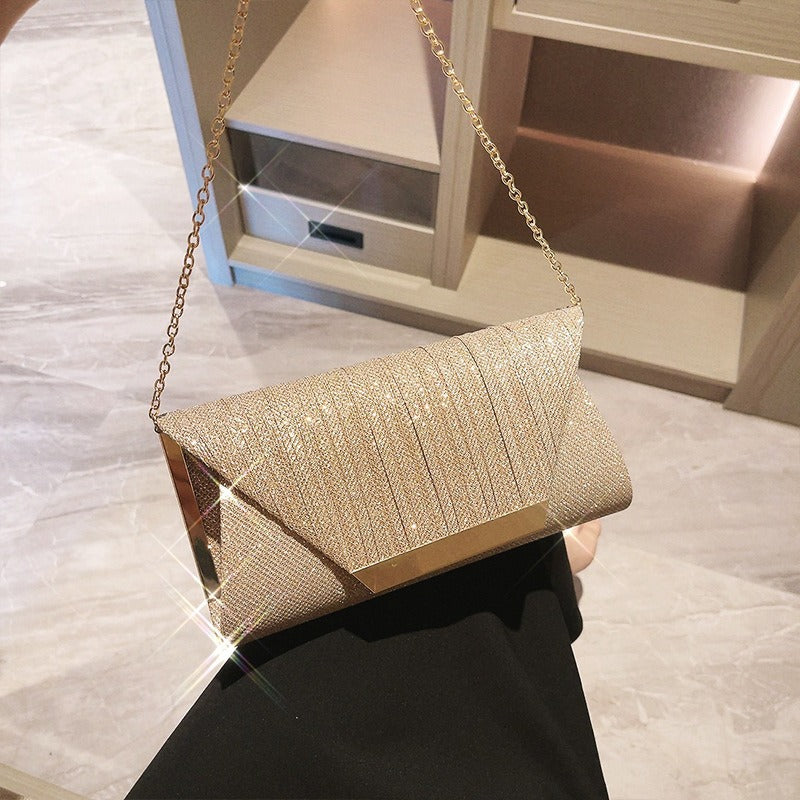 Elegant Evening Clutch Bag for Women | Glitter Purse with Chain Strap Fashion