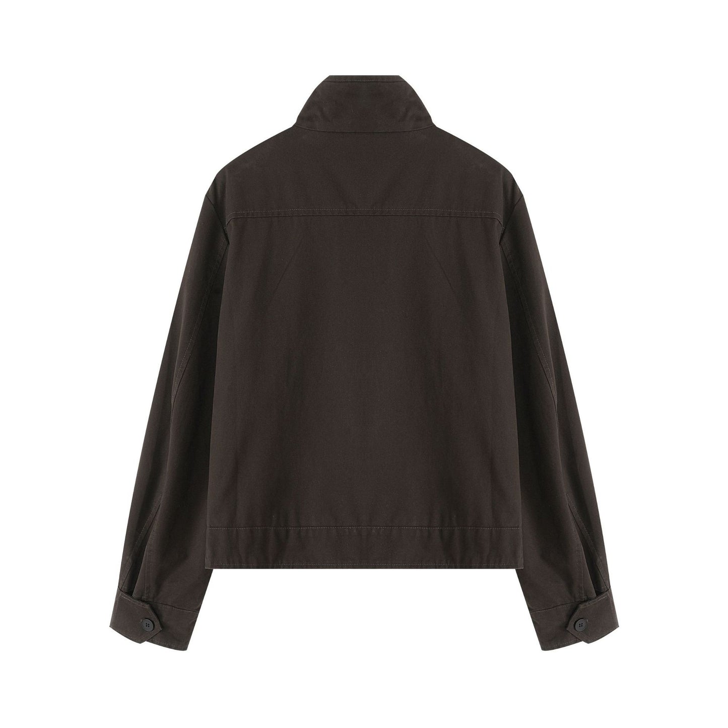 Unisex Loose Fit Stand Collar Jacket Solid Colour Casual Outerwear Collection