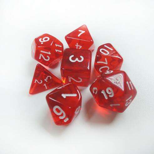 7pc RPG Polyhedral Dice Set DND Resin Green Orange Red Blue RPG Gaming