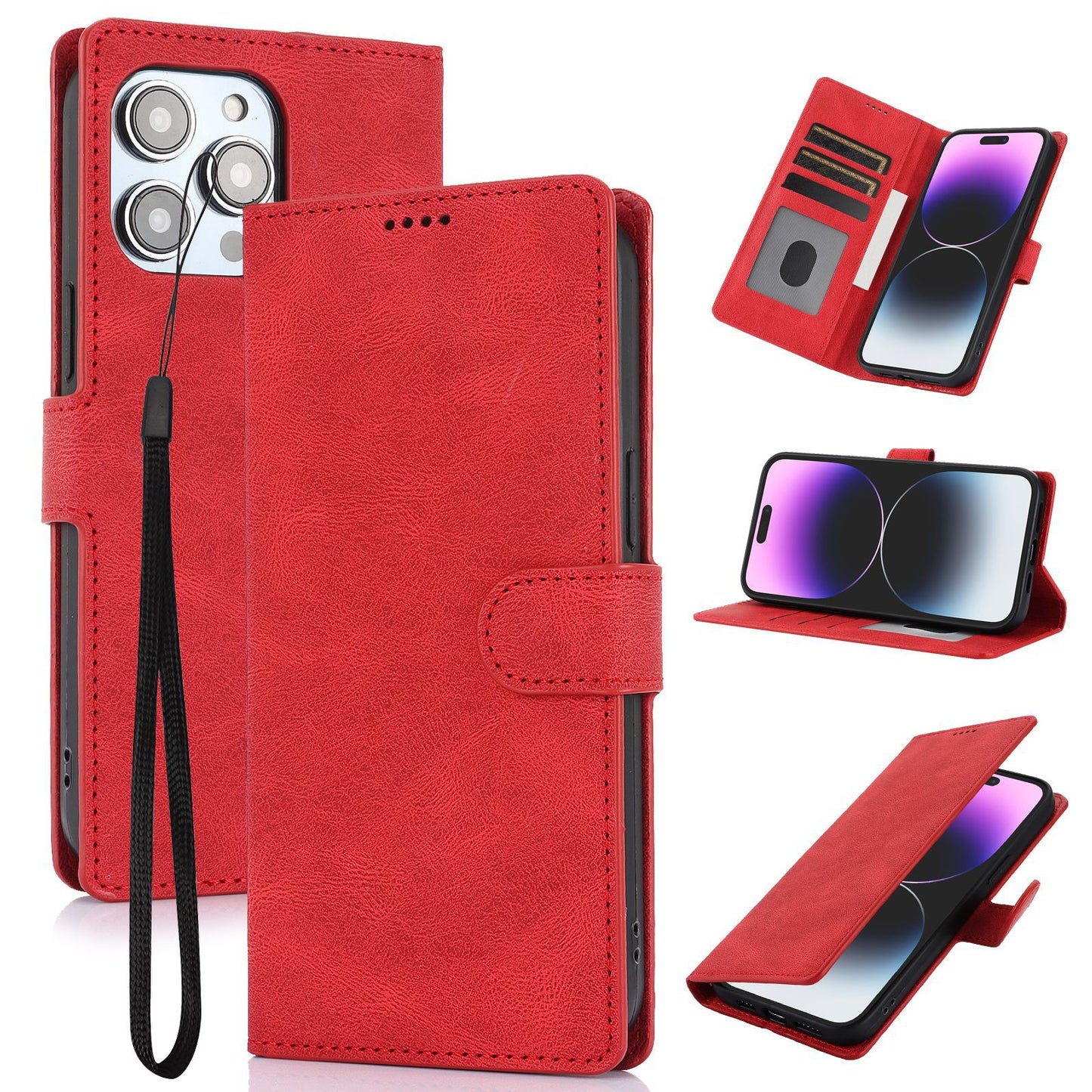 Leather Flip Wallet Case For Apple iPhone 16 15 14 13 12 11 Pro Max Cover Protection