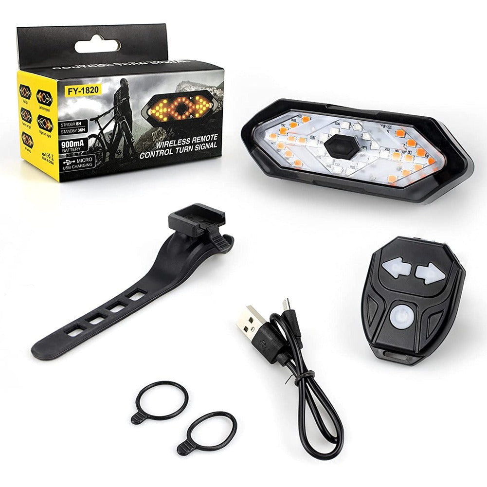 Bike Turn Signal Light Remote Control LED Indicator Rechargeable Taillight Horn