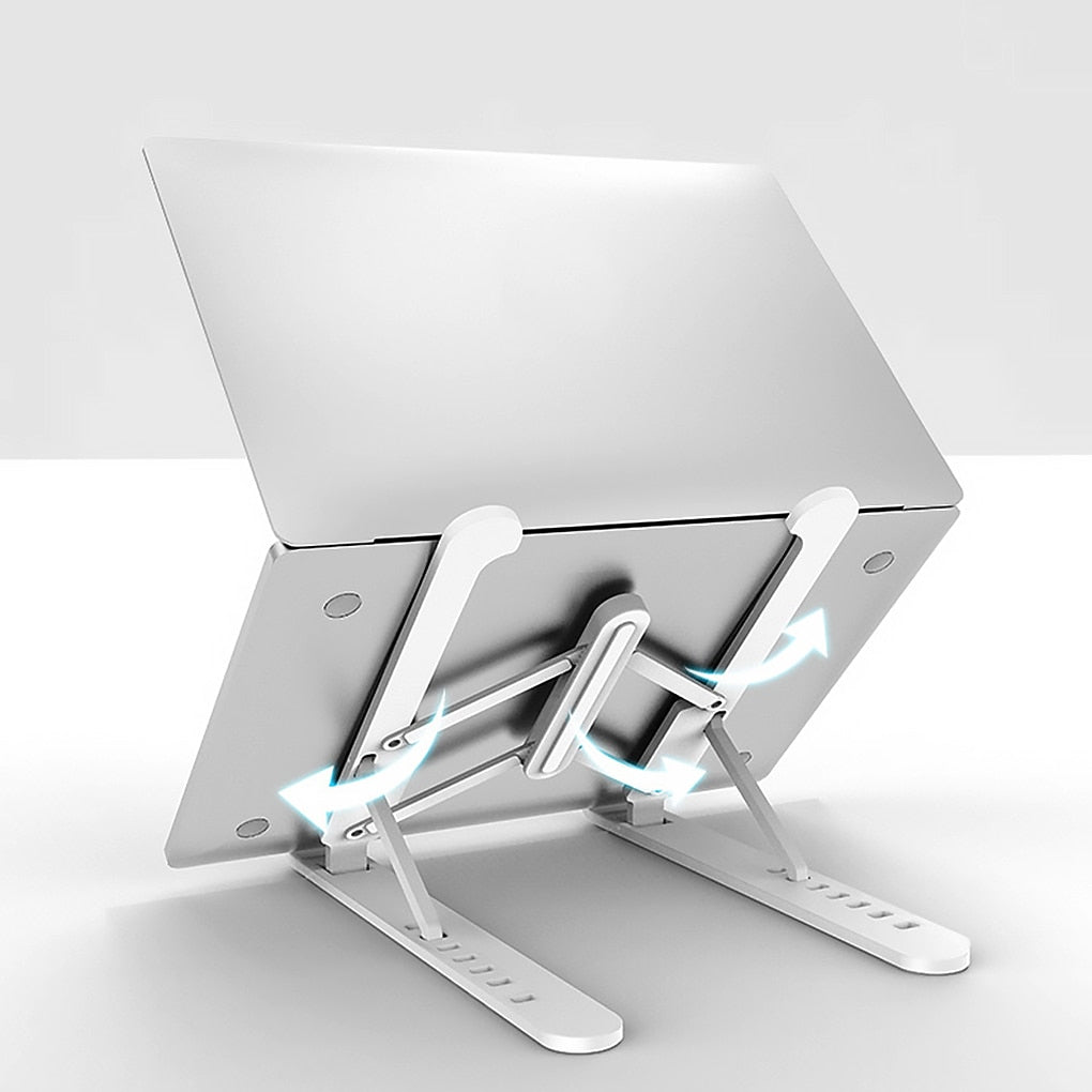 Portable Aluminium Laptop Stand Foldable Height Adjustable Silicone Pads Cooling