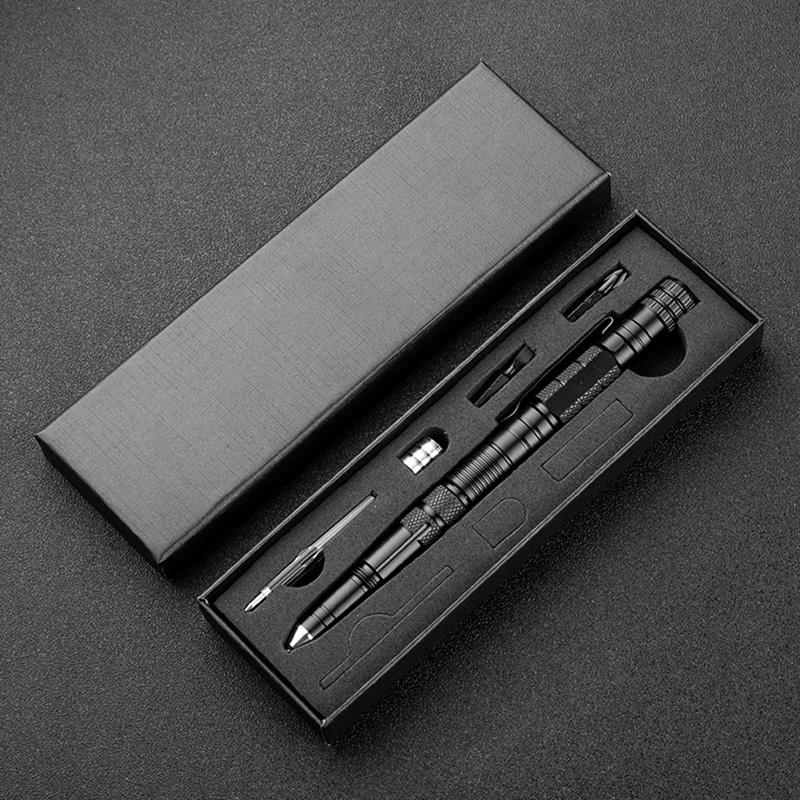 Tactical Pen LED Flashlight Emergency Glass Breaker EDC Survival Tool Aluminium