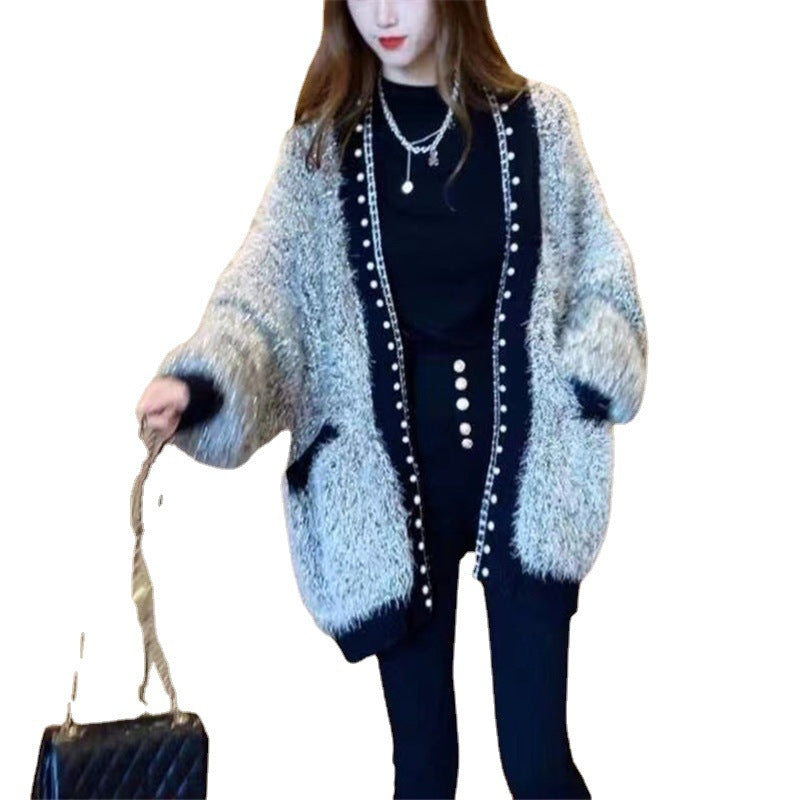 Women's Oversized Knit Cardigan Winter Warm Casual Thick Polyester Jacket