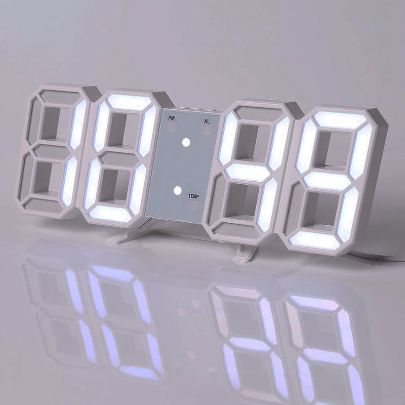 3D LED Digital Alarm Clock USB Charging 12/24 Hour Format Office Bedroom Kitchen