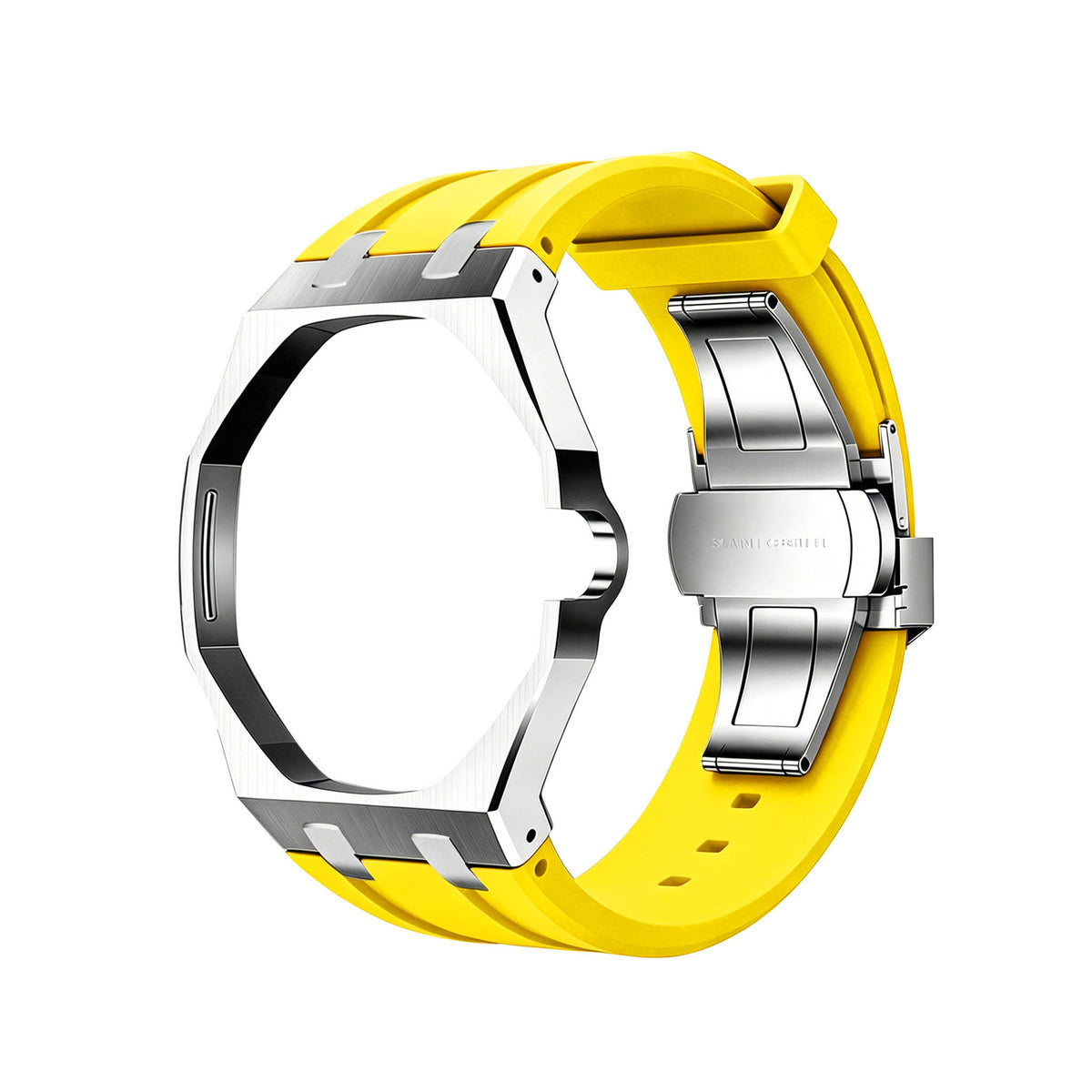 For AP x Swatch Royal Pop Metal Case Silicone Strap 3 12 Crown Steel Clasp