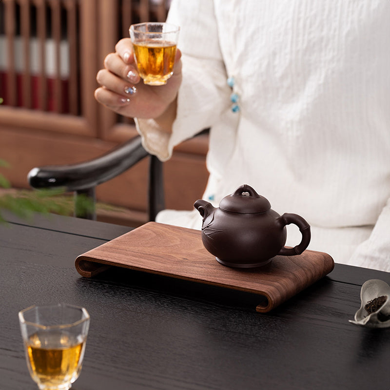 Walnut Tea Tray Wooden Candle Holder Desktop Storage Decorative Serving Plate