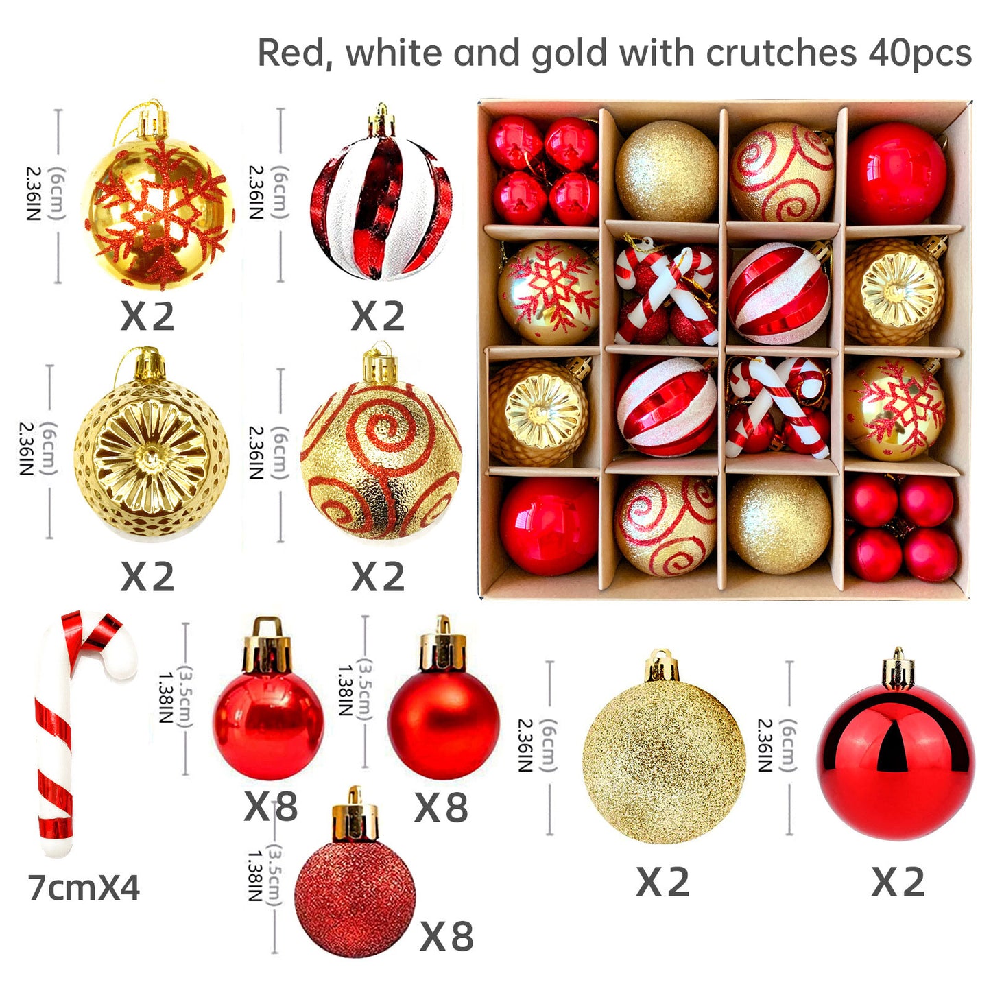 Christmas Tree Ornament Set Premium Bulk Pack Collection Assorted Designs Xmas