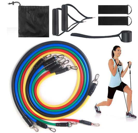 11-Piece Resistance Band Set Multi-Level Home Gym TPR Exercise Kit Lightweight