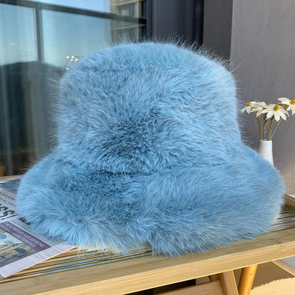 Women's Plush Winter Fisherman Bucket Hat Thick Warm Insulated Hats Caps