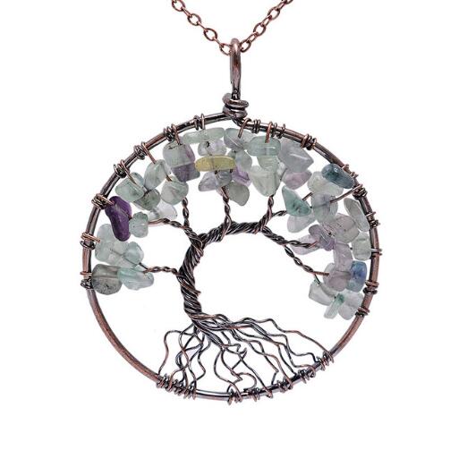 5CM Tree Of Life Crystal Natural Stone Pendant Necklace