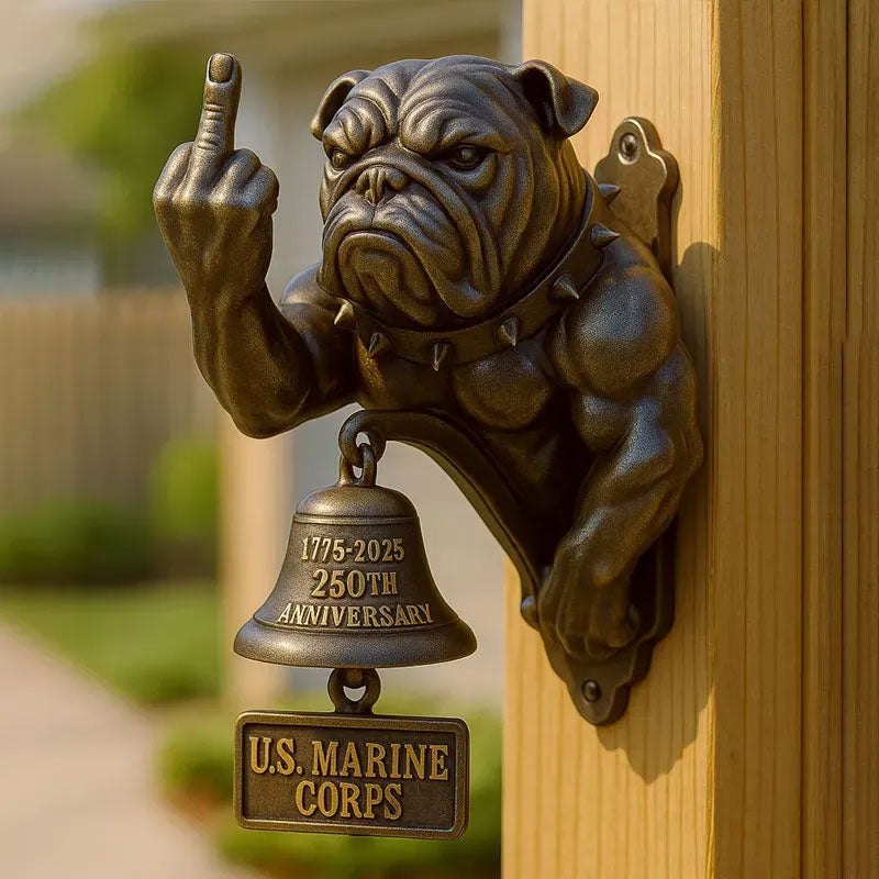 Antique Bulldog Dobermann Door Chime Wall Accessory Metal Merchant Signal Bell