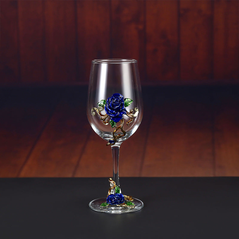 Enamel Crystal Glass Red Wine Goblet Decanter Set Premium Home Bar Essentials
