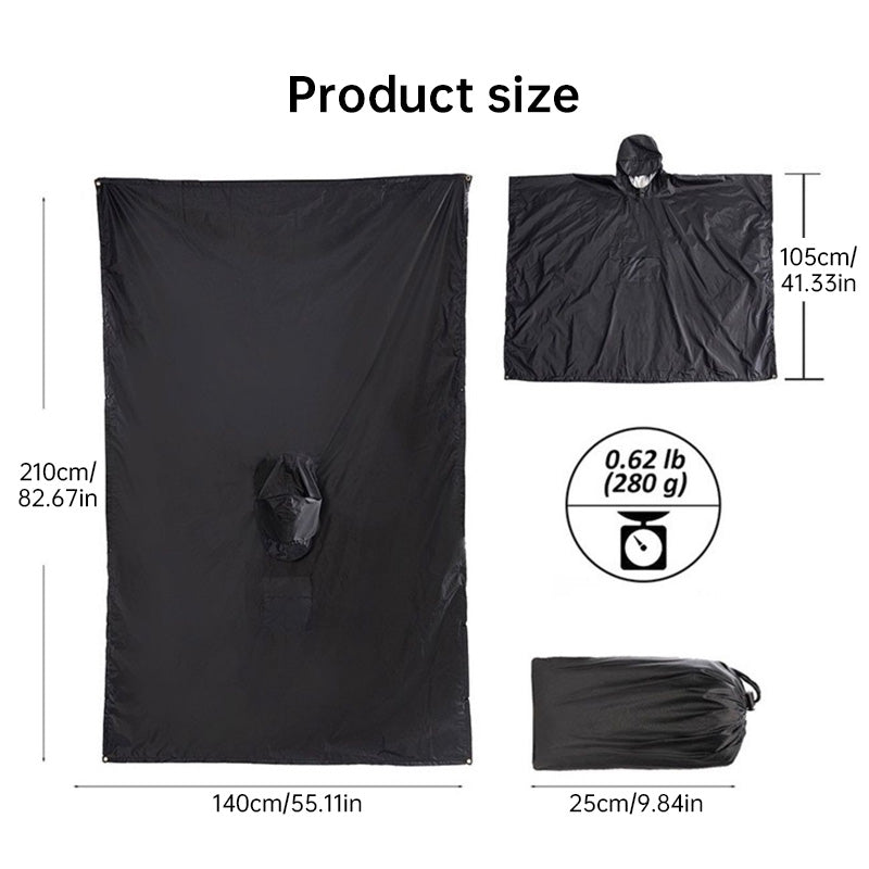 Unisex Lightweight Waterproof Hooded Rain Poncho for Hiking Fishing Climbing
