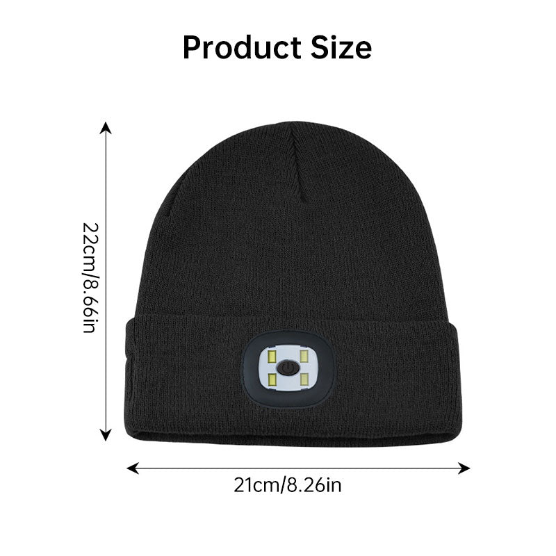 Bluetooth 5.4 Stereo LED Beanie USB Rechargeable Three-Level Light Winter Hat