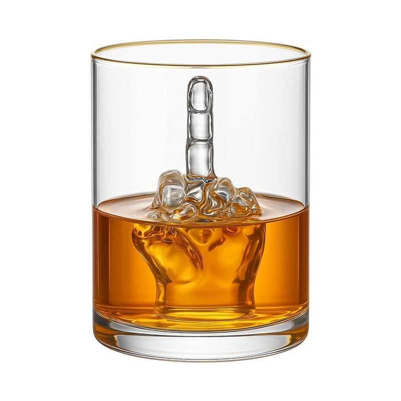 Whiskey Glass 3D Middle Finger Unique Novelty Quality Premium Whisky Present