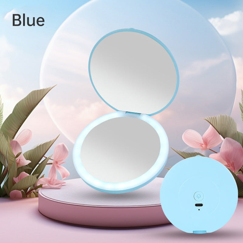 2x Portable LED Makeup Mirror Compact Rechargeable Beauty Light Travel Vanity