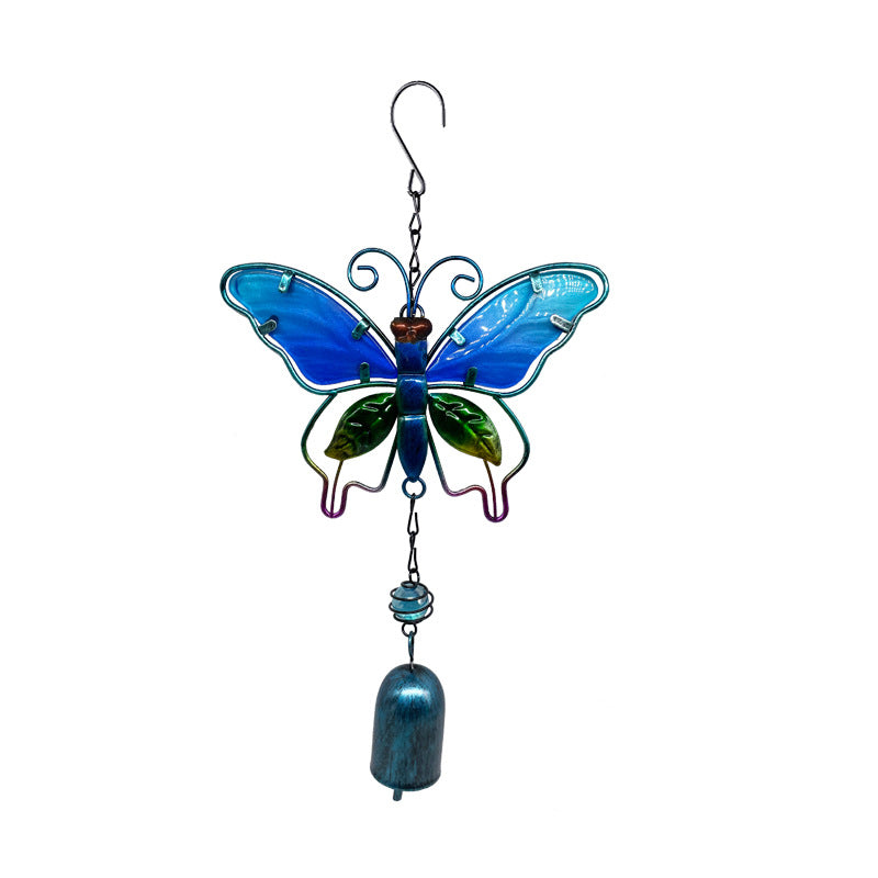Butterfly Wind Chime Aluminium Tubes Painted Glass Home Decor Hanging Ornament