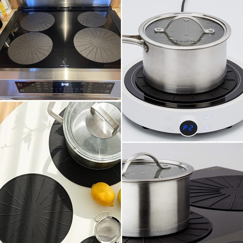 Round Induction Cooker Mat Silicone Fibreglass Heat Resistant Non Slip Proof Pad
