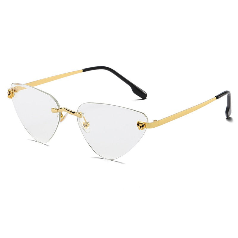 Women's Rimless Cutaway Sunglasses with UV400 Protection and Lightweight Design