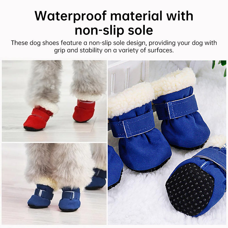 Small Dog Winter Footgear Water Resistant Traction Sole Paw Protective Boots