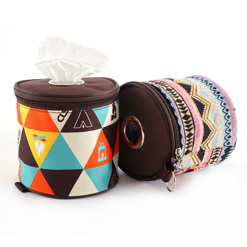 Ethnic Style Vehicle Tissue Box Roll Paper Storage Non Woven Fabric Organizer