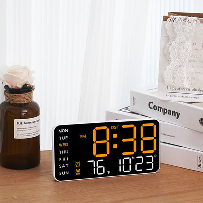 LED Digital Wall Clock with Temperature Indicator USB/Battery Powered Office Use