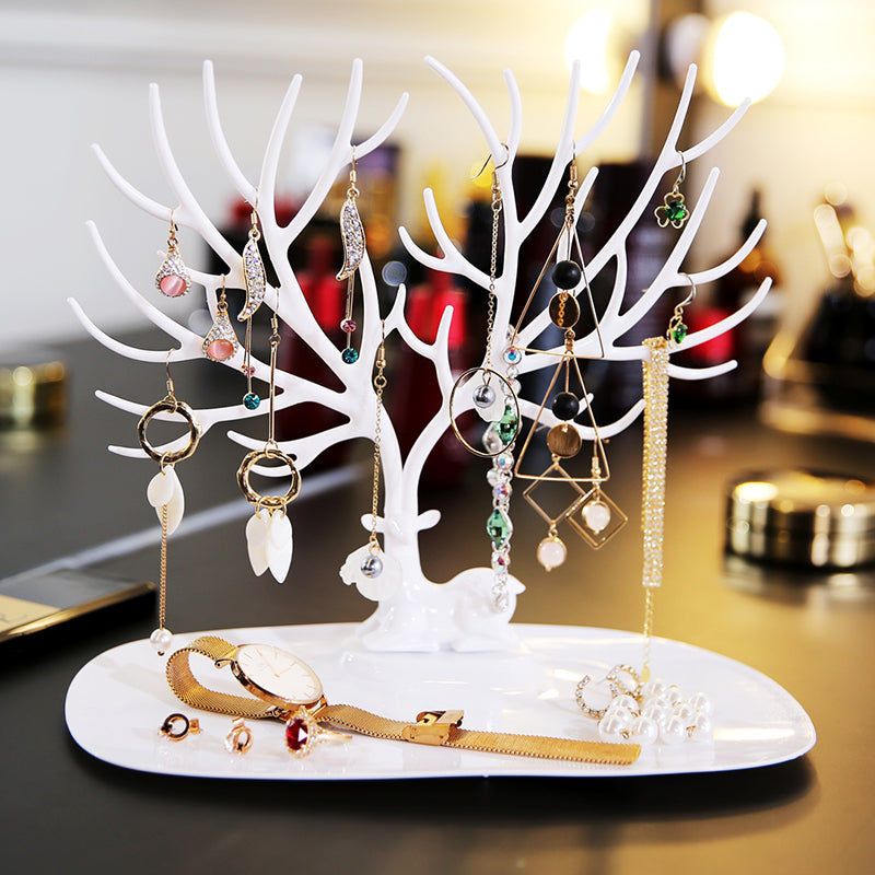 Jewellery Display Stand Deer Antler Tree Tray Organiser 25cm 15cm 22cm Compact