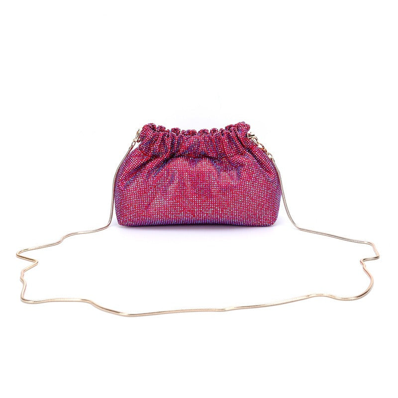 Crystal Diamond Cross Shoulder Dress Drawstring Bag Handbag 16 Colours