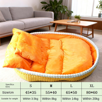 Winter Warm Half Enclosed Pet Dog House Plush Bed Mat Indoor Peaceful Sanctuary