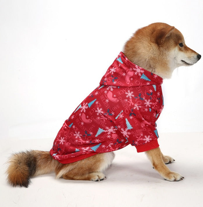 Plaid Christmas Pet Hoodie Warm Dog Clothing Small to Large Dogs Floral