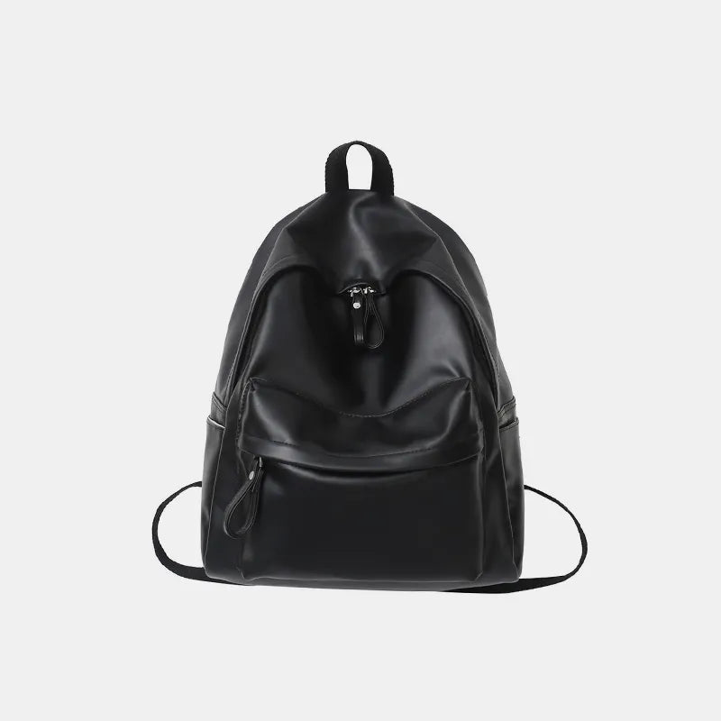 Faux Leather Backpack Zip Closure Adjustable Shoulder Straps Durable Spacious