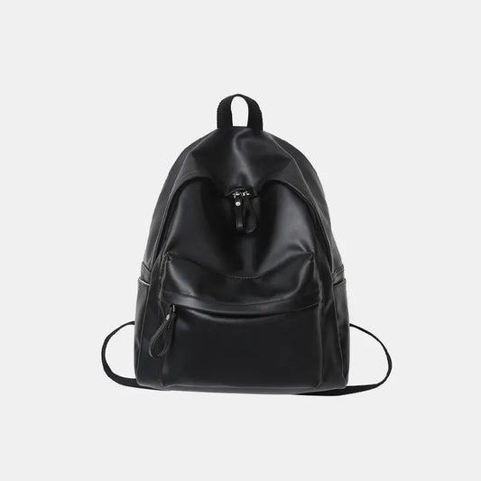Faux Leather Backpack Zip Closure Adjustable Shoulder Straps Durable Spacious