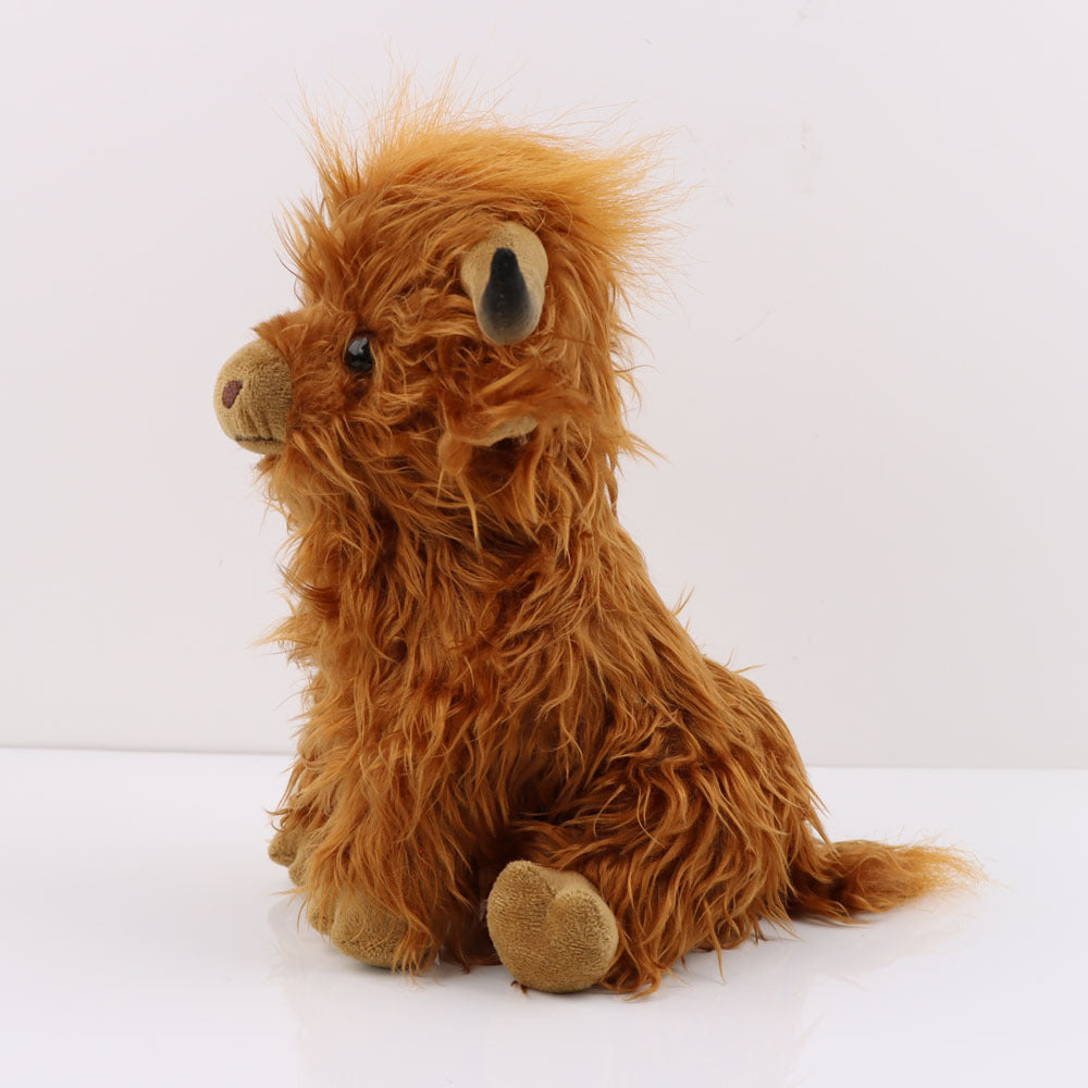 Highland Cow Plush Toy 25cm Realistic Shaggy Fur Soft Toy Durable Bedroom Decor