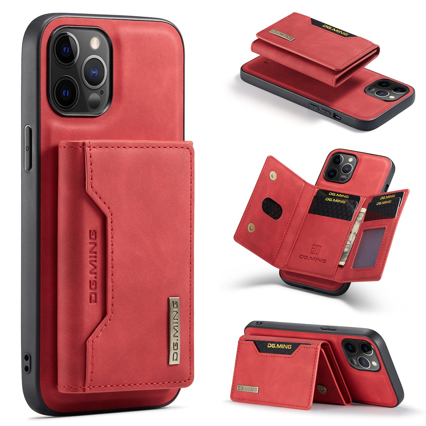 Magnetic Leather Card Case Detachable Kickstand for iPhone 11 12 13 14 Pro Max