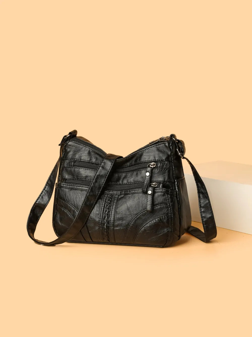 Faux Leather Adjustable Strap Shoulder Bag Medium Size Multiple Colours