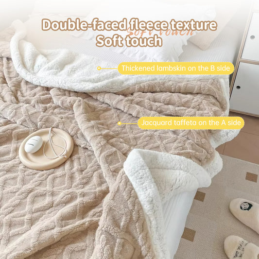 Double-Layer Polar Fleece Blanket for Winter Comfort, Thick and Soft Insulation