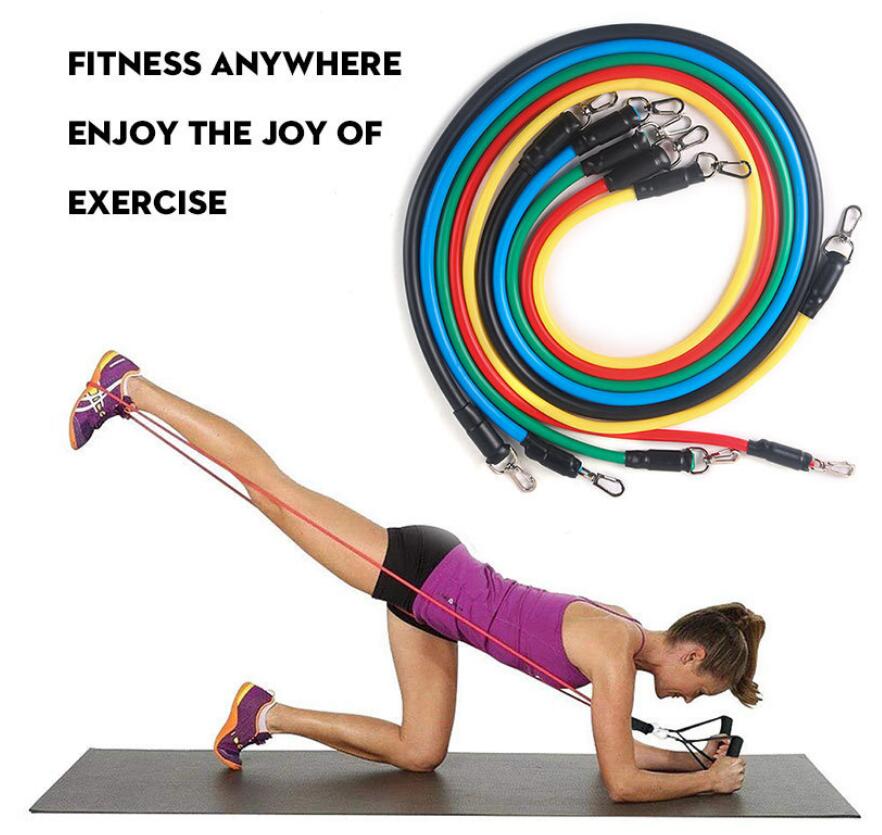 11-Piece Resistance Band Set Multi-Level Home Gym TPR Exercise Kit Lightweight