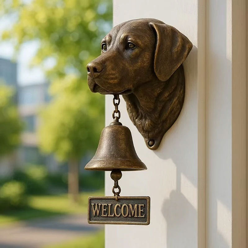 Antique Bulldog Dobermann Door Chime Wall Accessory Metal Merchant Signal Bell