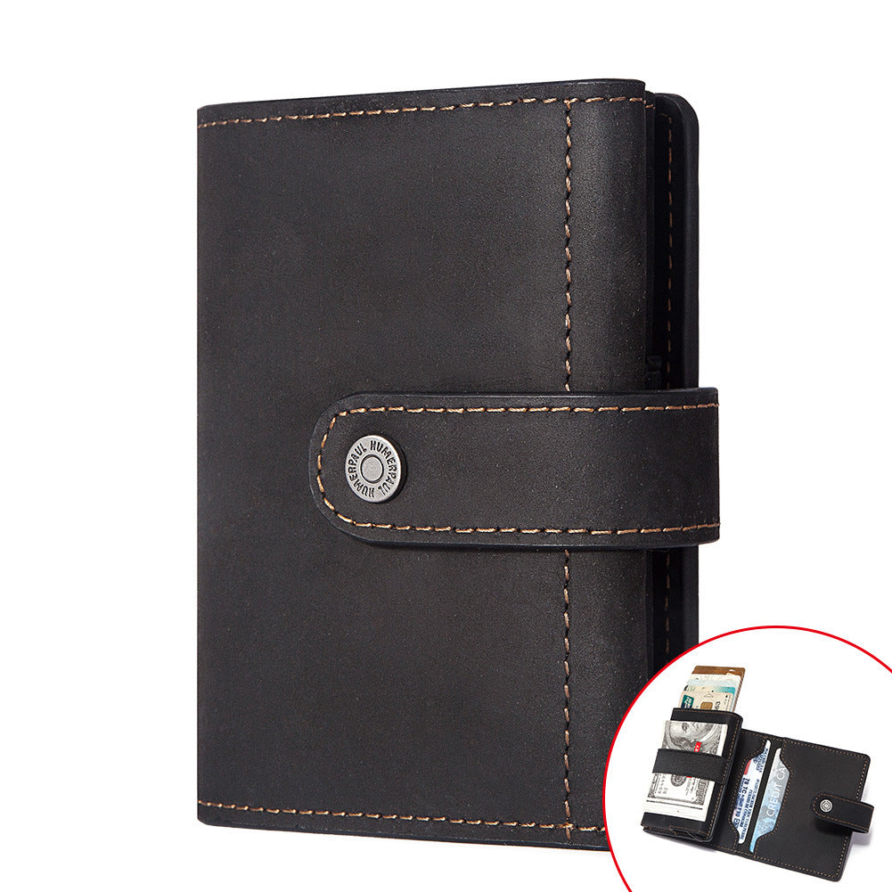 Genuine Leather Mens Wallet Coin Purse RFID Protection Multiple Card Slots Secure