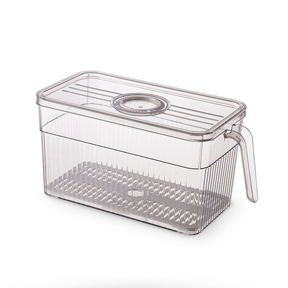 Refrigerator Storage Box Drainable Sealed Stackable Handle Lid Removable Tray