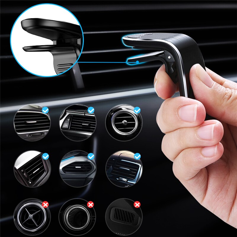 Magnetic Car Vent Phone Holder Clip Air Vent Mount Smartphones Metal Plates