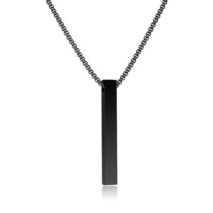 Gold Silver Black Necklace Four-Sided Cylinder Polished Cube Stainless Steel