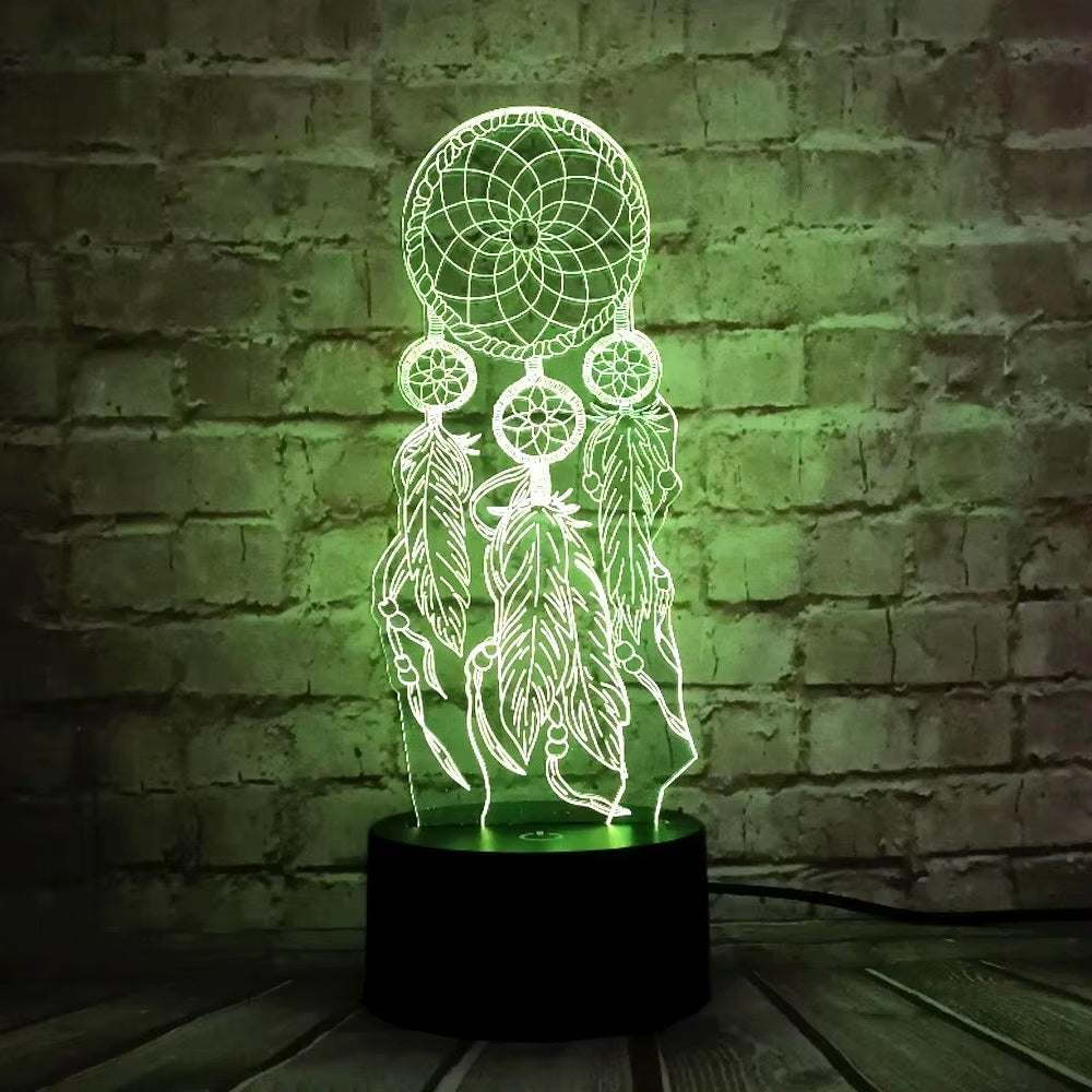 Dream Catcher 3D LED Night Light Colour Changing Touch Lamp Bedroom Desk Decor