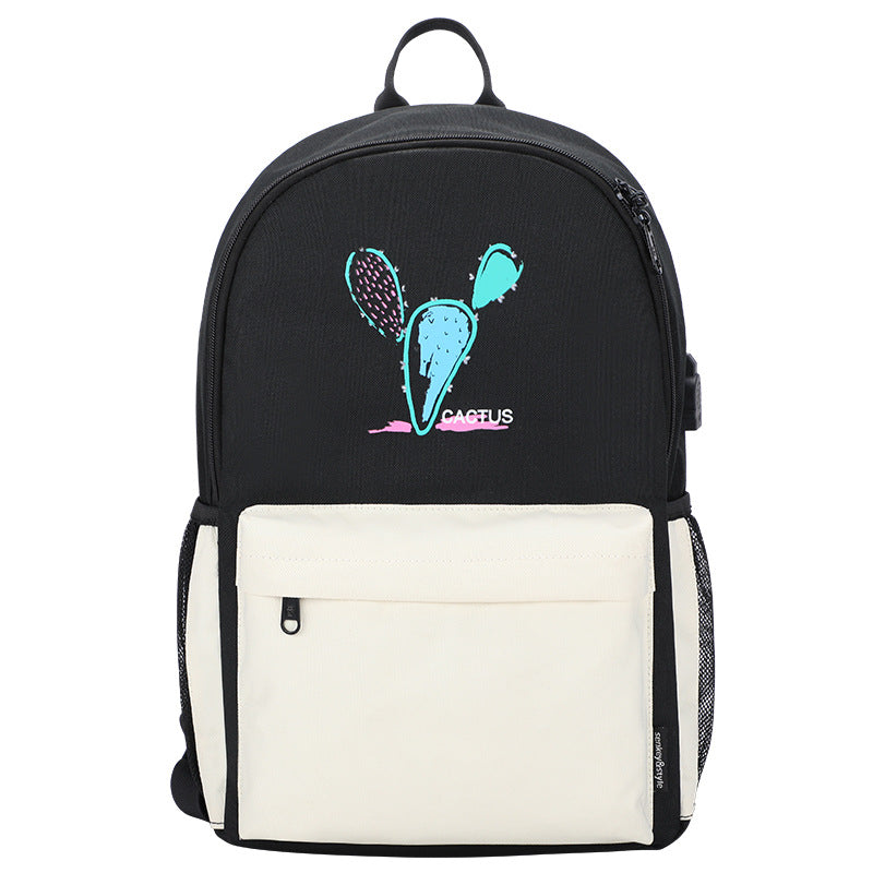 Oxford Cloth Backpack Lightweight Adjustable Straps Schoolbag Cartoon Pattern