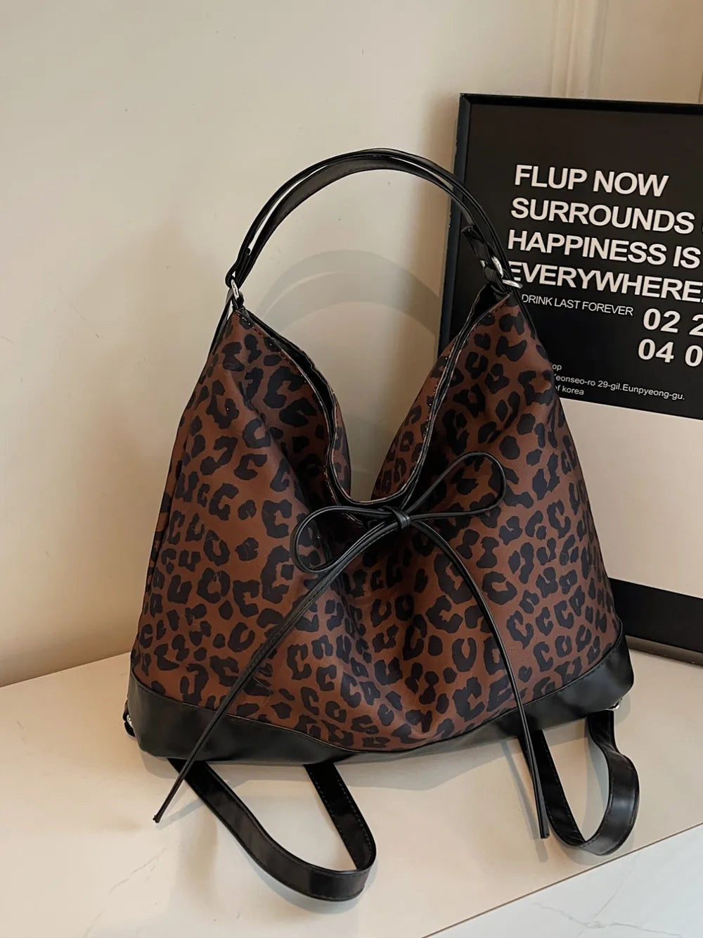 Leopard Print Crossbody Shoulder Bag Adjustable Strap Versatile Design Lightweight
