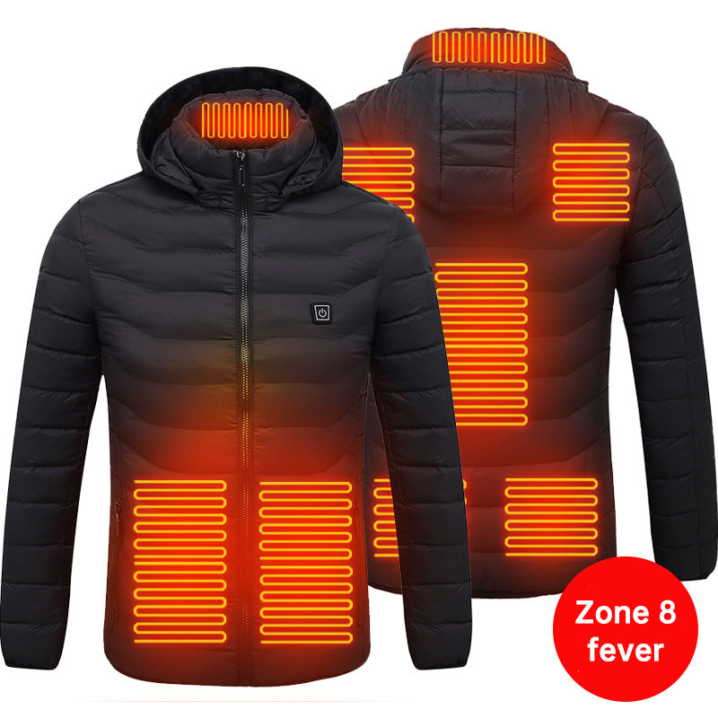 Men's Unisex 8 Zone Electric USB Heated Winter Heater Thermal Jacket Coat