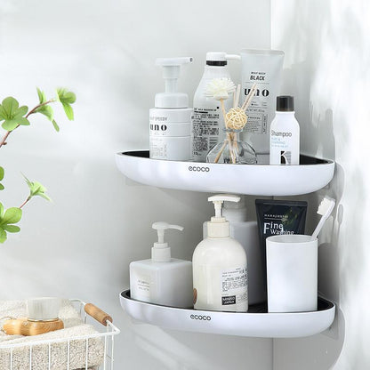 Bathroom Wall Mounted Storage Rack Triangular Shelf Non Perforated Drainage Slot